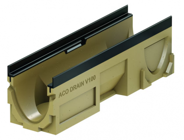 Latakas V100G su išmušamu vamzdžio prijungimo ruošiniu Dn110, ketaus briauna H-200mm 